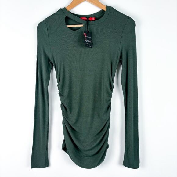 NWT n:philanthropy Gavin Green Ribbed Long Sleeve Shirt - Picture 2 of 7